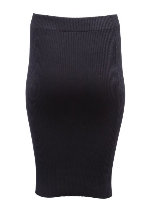 Vince Ribbed-Knit Midi Skirt in Navy Blue Cotton 7765075394620