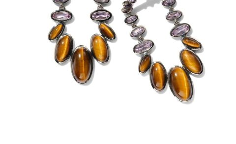 Women’s Kimono Tiger’S Eye Earrings In Brown 7765085388860