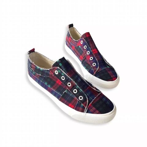 Women’s Tartan Babalu Sneakers In Navy Plaid 7765077688380