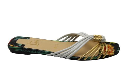 Christian Louboutin O Novt Knotted Tropical Print Flat Sandal in Multicolor Leather 7765081718844
