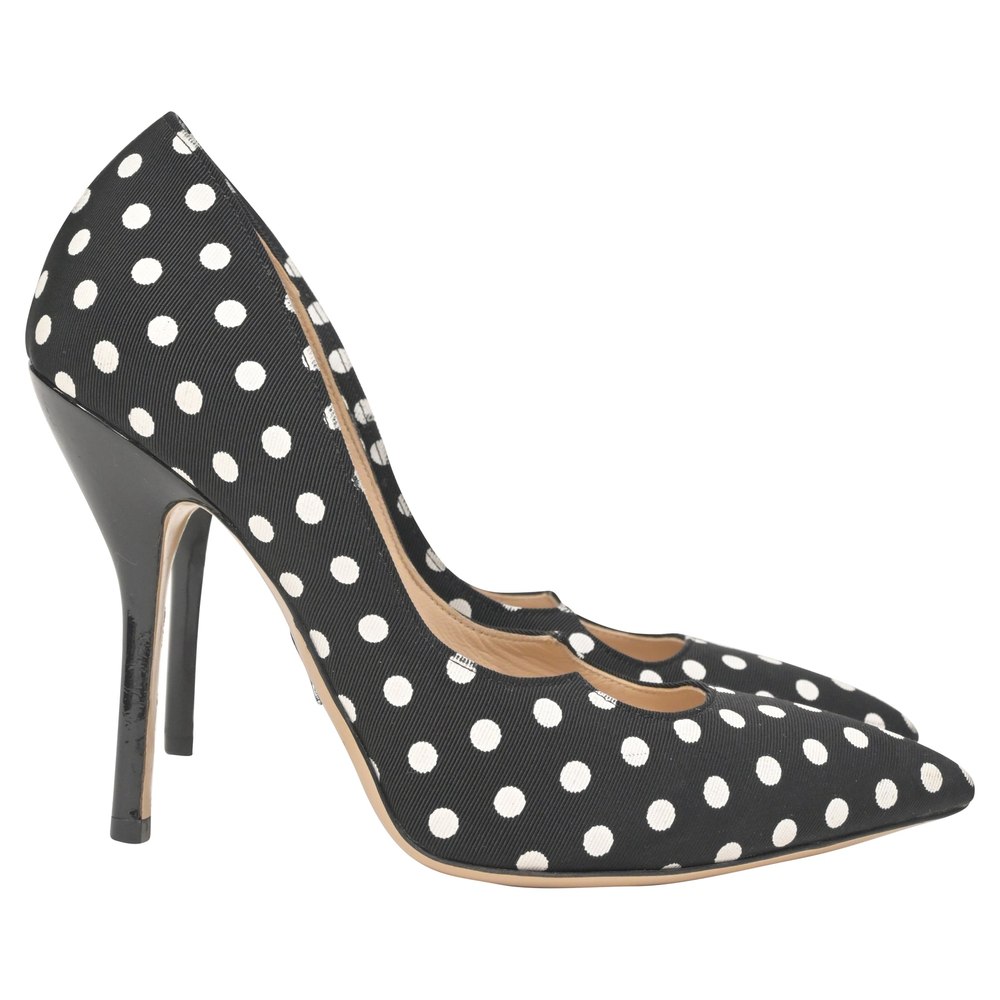 Paul Andrew Polka Dot Pumps in Black Cotton 7765083357244