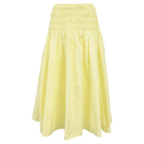 Maje Shirred Taffeta Midi skirt in Yellow Polyester 7765084799036
