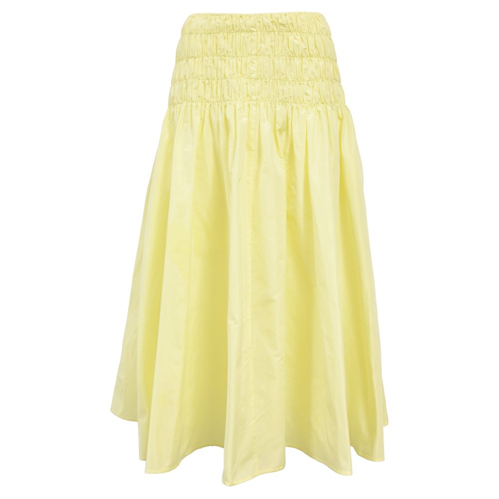 Maje Shirred Taffeta Midi skirt in Yellow Polyester 7765084799036