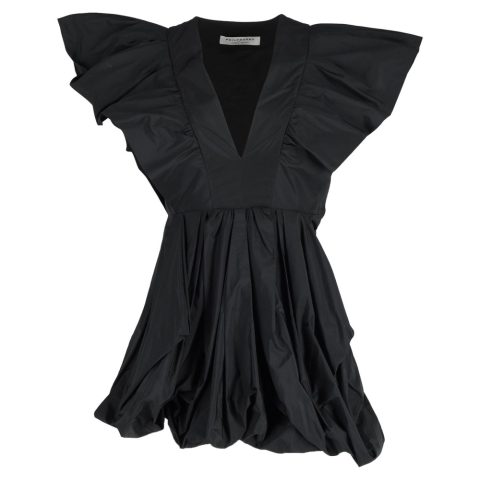 Philosophy di Lorenzo Serafini V-Neck Mini Dress With Exaggerated Shoulders In Black Polyester