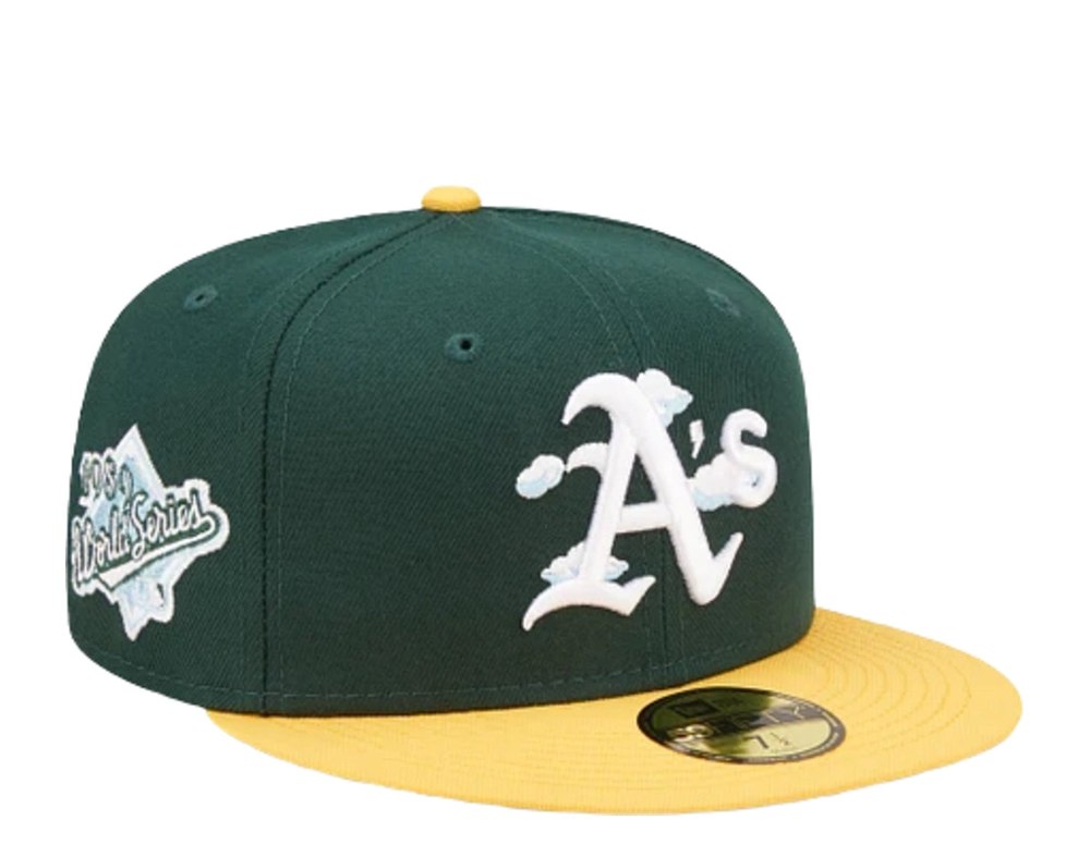New Era 59Fifty MLB Oakland Athletics Comic Cloud Green/Yel Fitted Hat 60243842 7676477997116