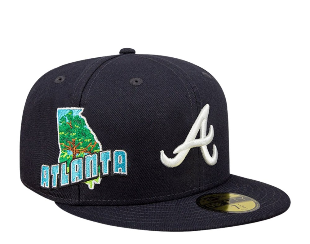 New Era Atlanta Braves Stateview 59FIFTY Fitted Cap 60296534 – Navy/Grey UV 7676478029884