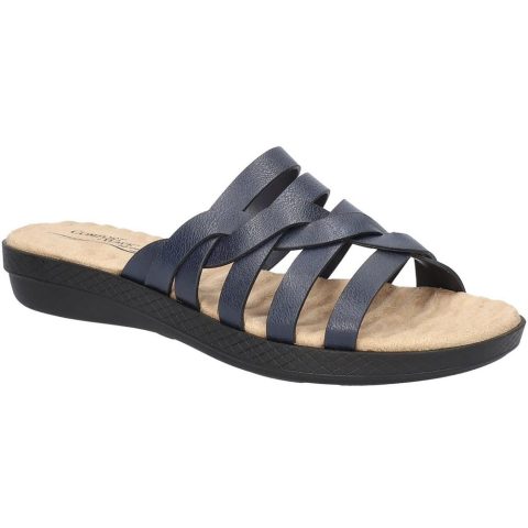 Sheri Faux Leather Slip On Wedge Sandals