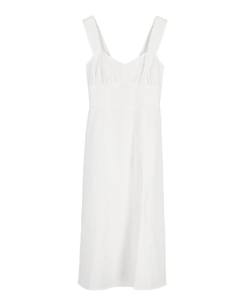 Reformation Seaside Midi Dress in White Linen