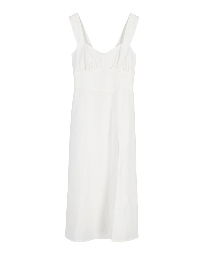 Reformation Seaside Midi Dress in White Linen