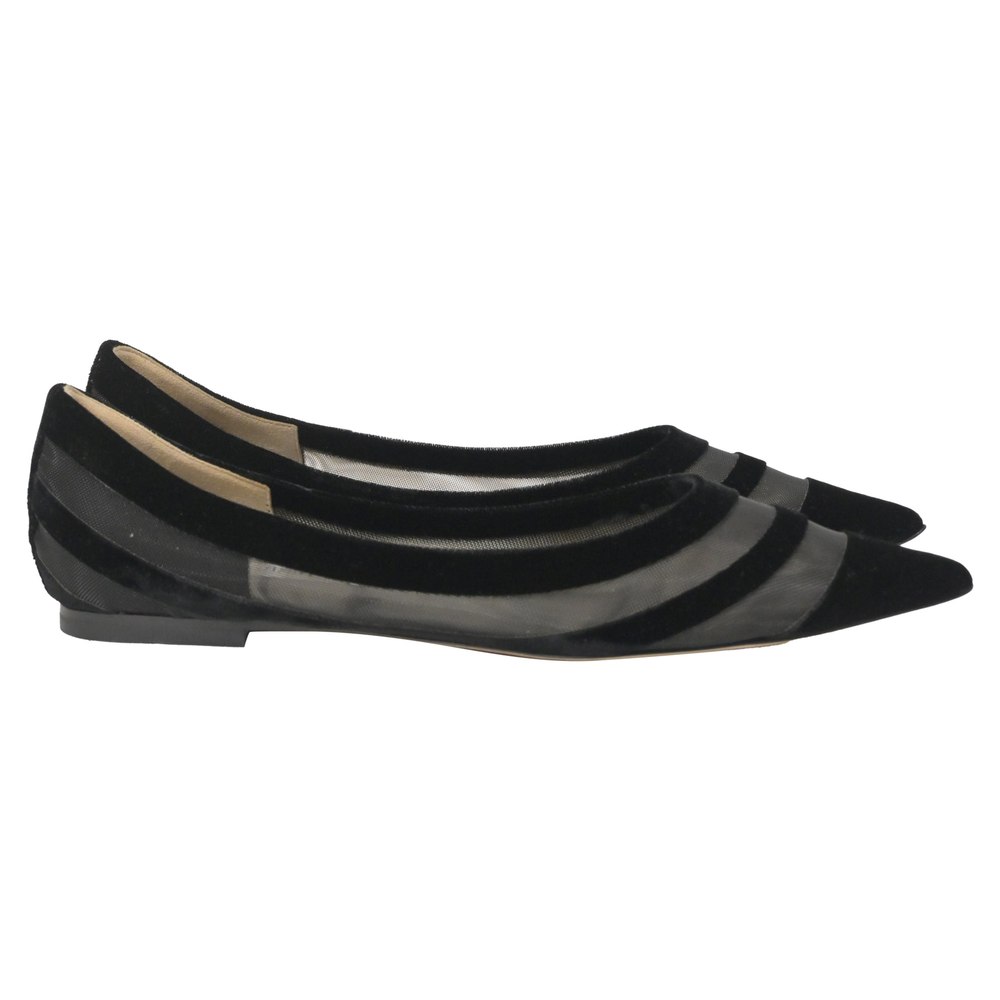 Jimmy Choo Love Tulle-Trimmed Ballet Flats in Black Velvet 7765093023804