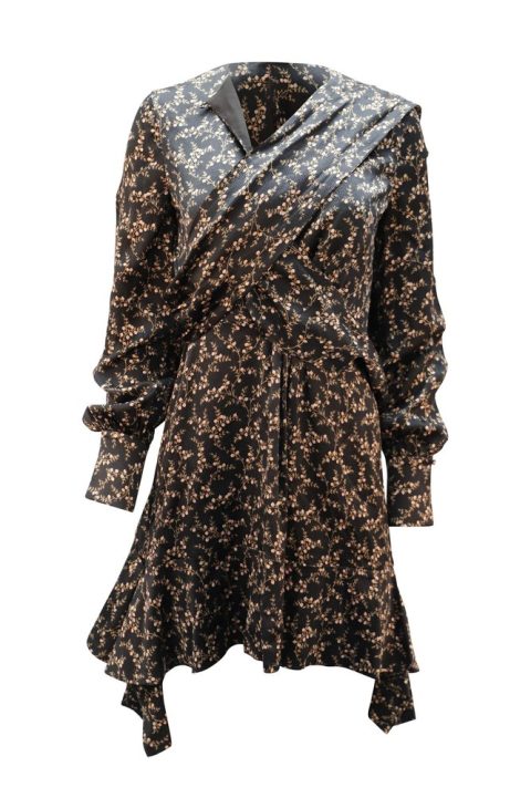 Jonathan Simkhai Floral Print Dress in Black Silk 7765090926652