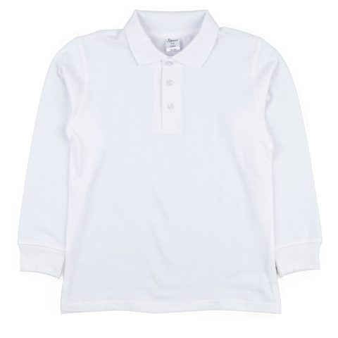 Long Sleeve Cotton Polo Shirt Neutral Solid Color