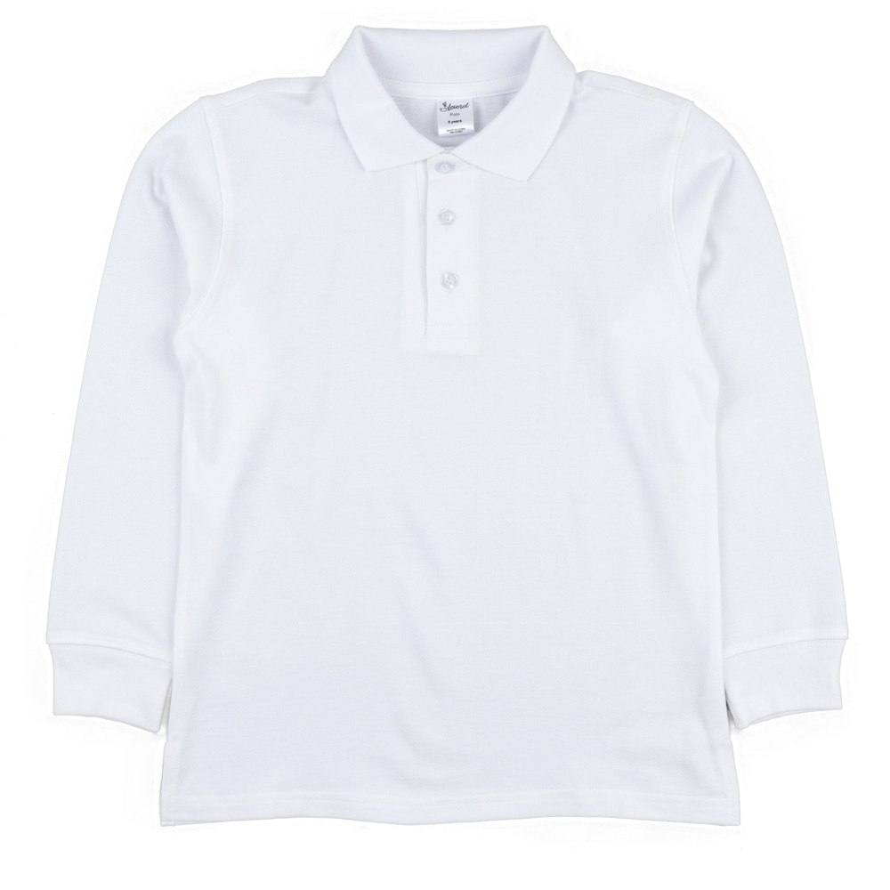 Long Sleeve Cotton Polo Shirt Neutral Solid Color