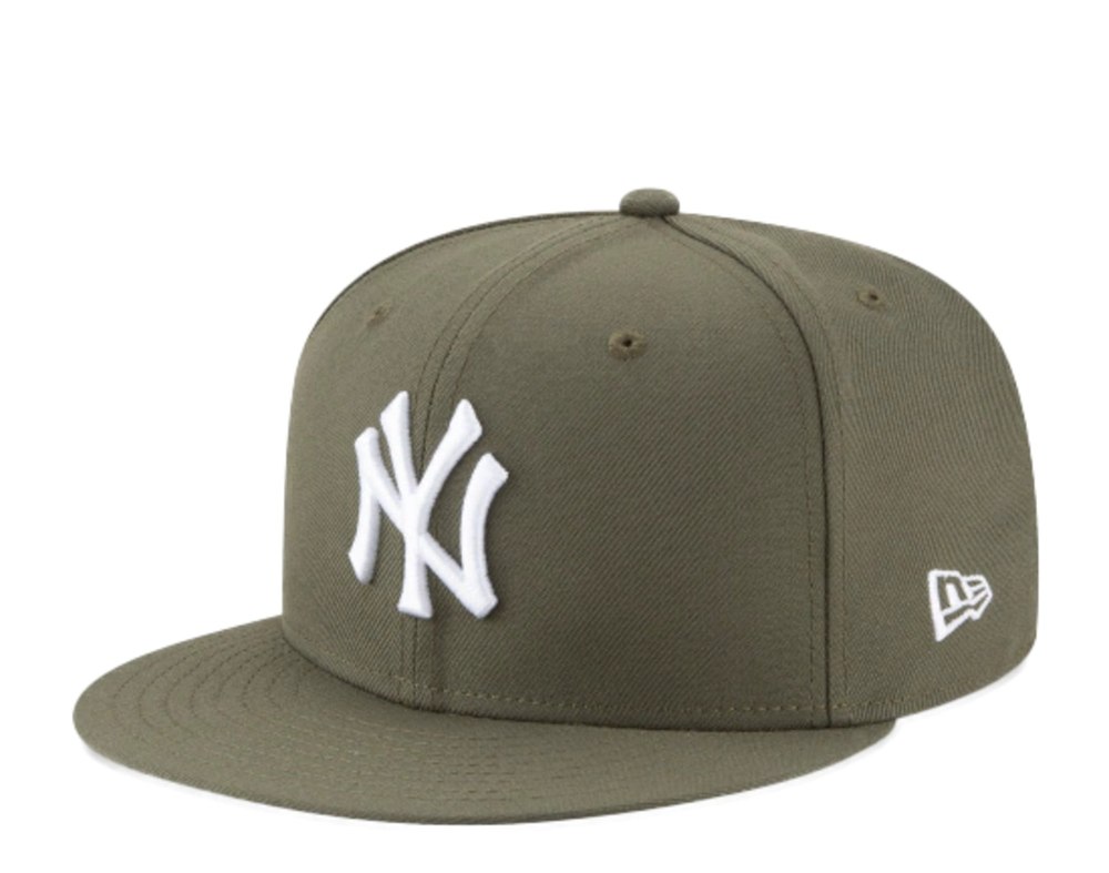 New Era 59Fifty MLB New York Yankees Basic Olive Green Fitted Hat 11941965 7676483993660