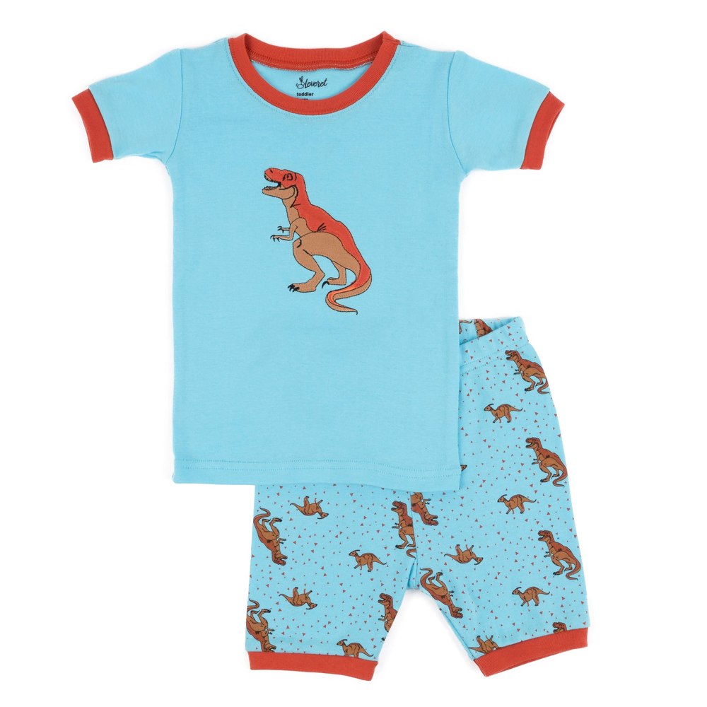 Kids Two Piece Cotton Short Pajamas Blue Trex