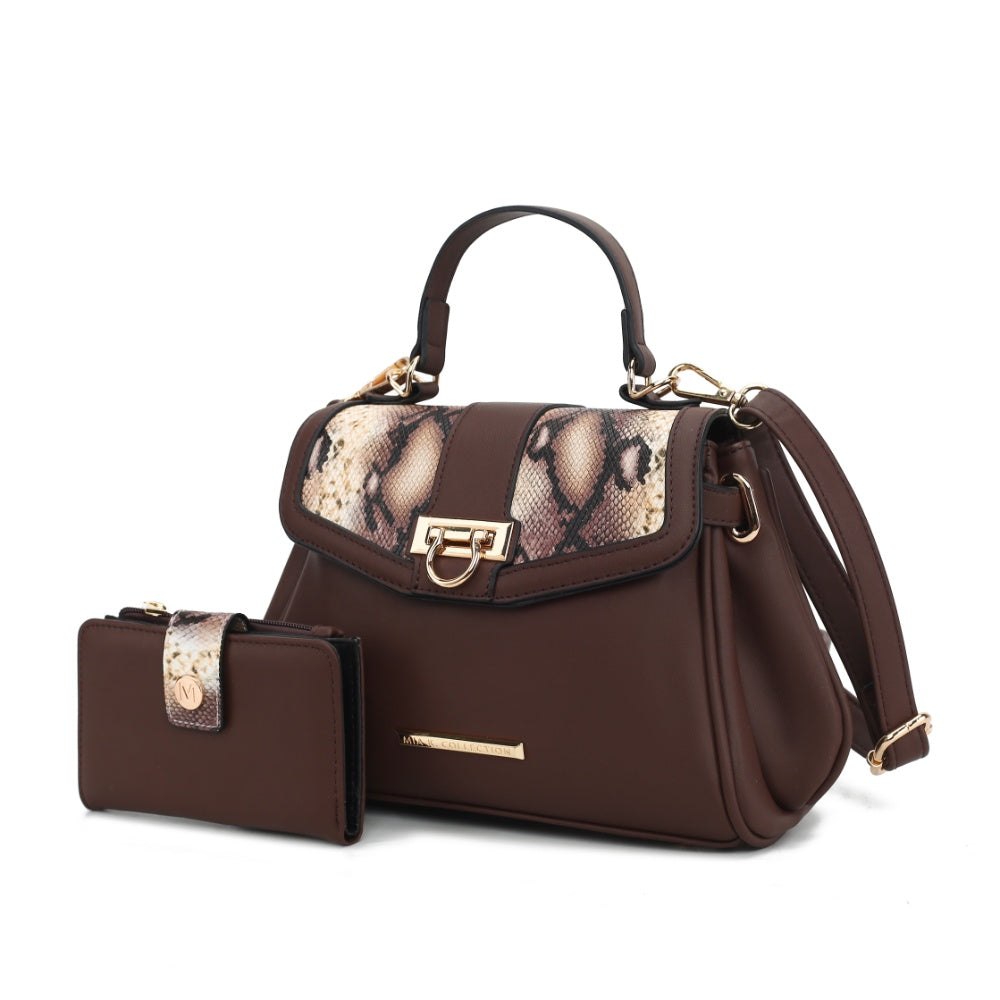Geny Faux-Snake Embossed Women’s Shoulder bag with matching Wallet by Mia K.