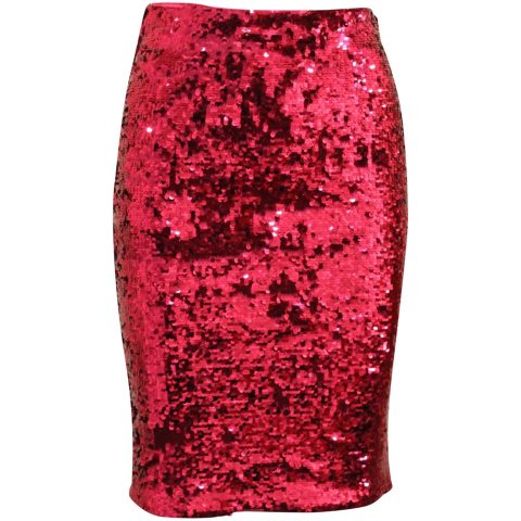 Alice & Olivia Ramos Sequin Pencil Skirt in Fuchsia Pink Polyester 7765096988732