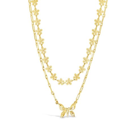 Butterfly & Daisy Chain Layered Necklace