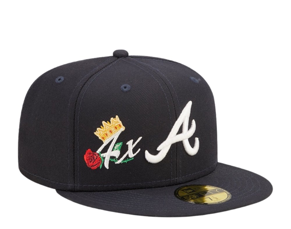 New Era 59Fifty MLB Atlanta Braves Crown 3X Champs Navy Fitted Hat 60243476 7676485763132