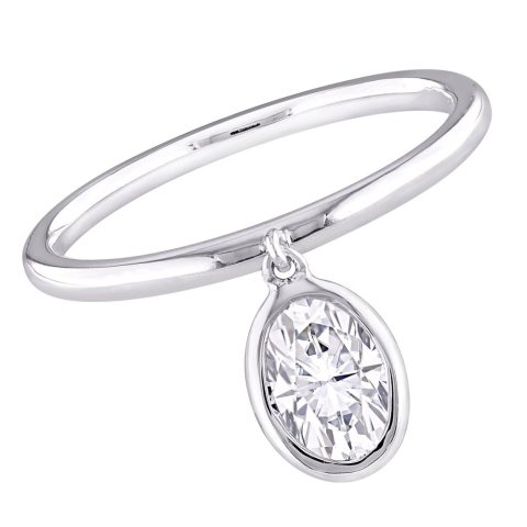 Eternally Yours 1ct DEW Created Moissanite Drop Pendant Ring Sterling Silver 7773774086204