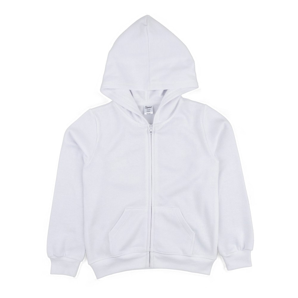 Kids Zipper Sweat Hoodie Neutral Solid Color