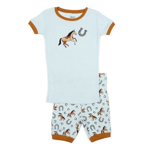 Kids Two Piece Cotton Short Pajamas Horse Boys