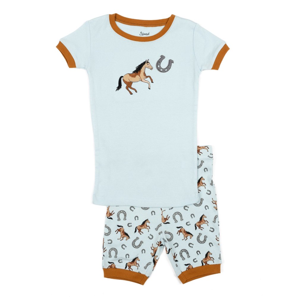 Kids Two Piece Cotton Short Pajamas Horse Boys