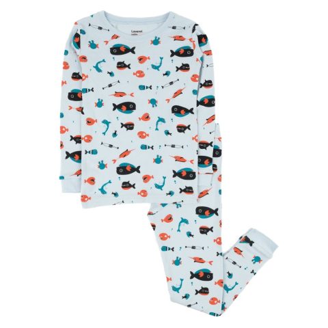Kids Two Piece Cotton Pajamas Overall Sharks