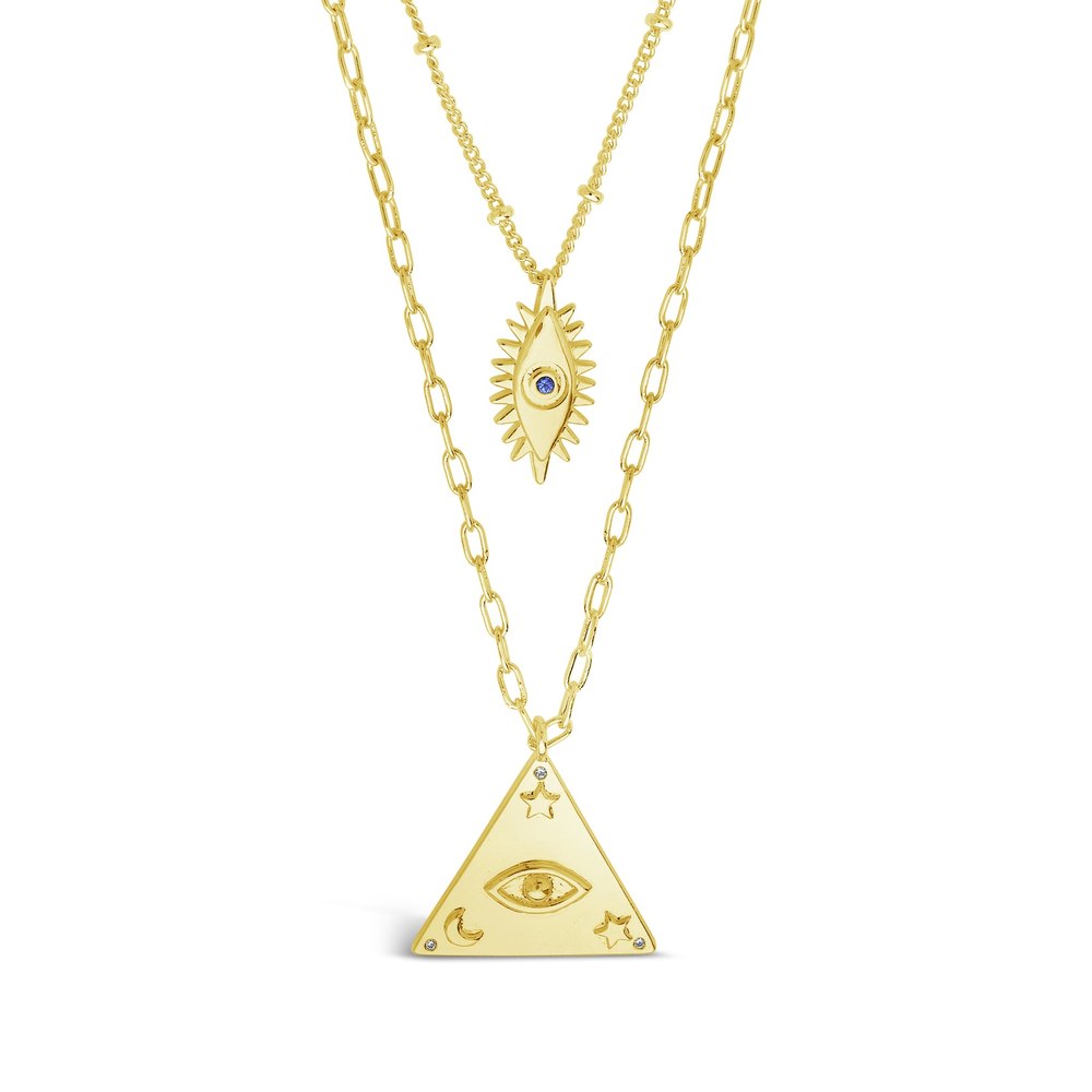 CZ Evil Eye Layered Necklace Set