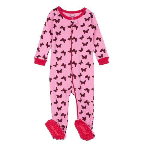 Kids Footed Cotton Pajamas Butterfly