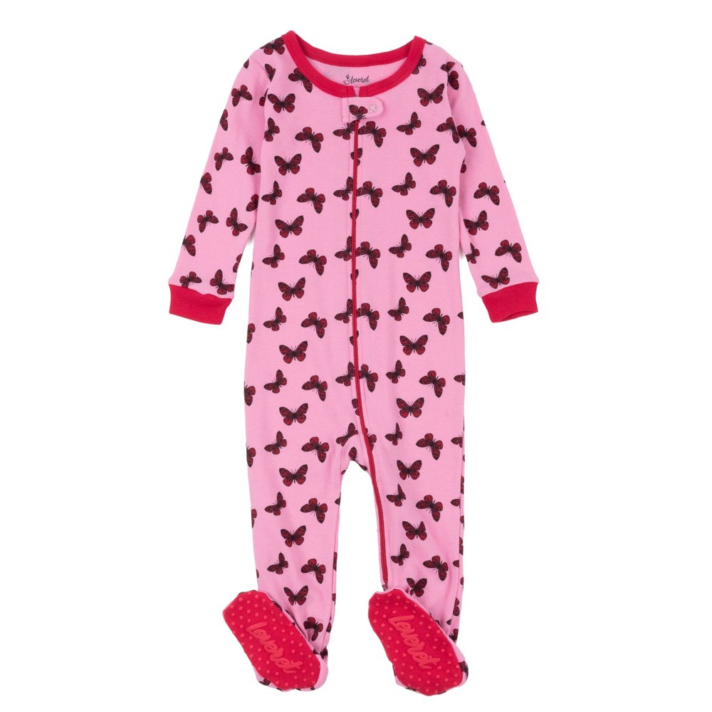 Kids Footed Cotton Pajamas Butterfly