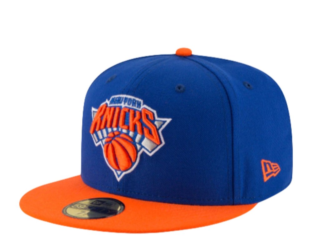 New Era 59Fifty NBA New York Knicks 2-Tone Blue/Orange Fitted Hat 70343623 7676486025276