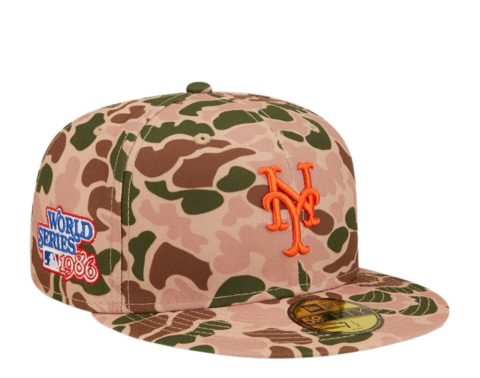 New Era New York Mets Duck Camo 59FIFTY Cap 1986 WS Orange Bottom 60237949 7676485926972