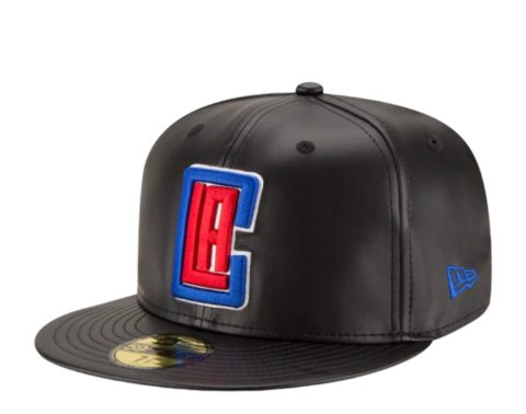 New Era 59Fifty NBA Los Angeles Clippers Faux Leather Black Fitted Hat 70344051 7676486713404