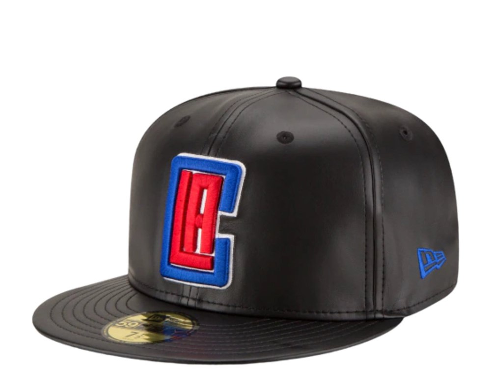 New Era 59Fifty NBA Los Angeles Clippers Faux Leather Black Fitted Hat 70344051 7676486713404