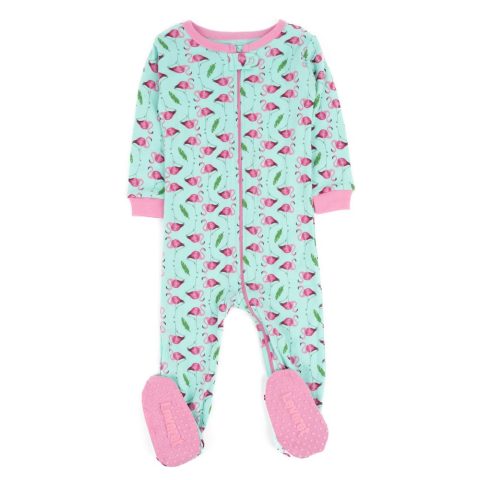 Kids Footed Cotton Pajamas Flamingo