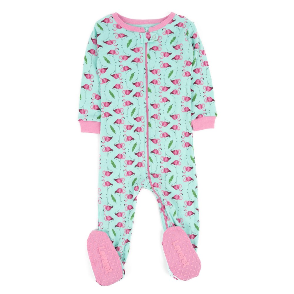 Kids Footed Cotton Pajamas Flamingo