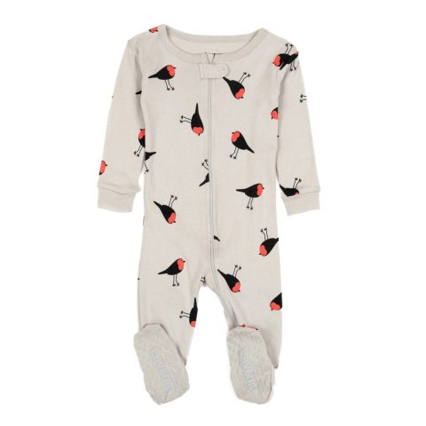 Kids Footed Cotton Pajamas Birds