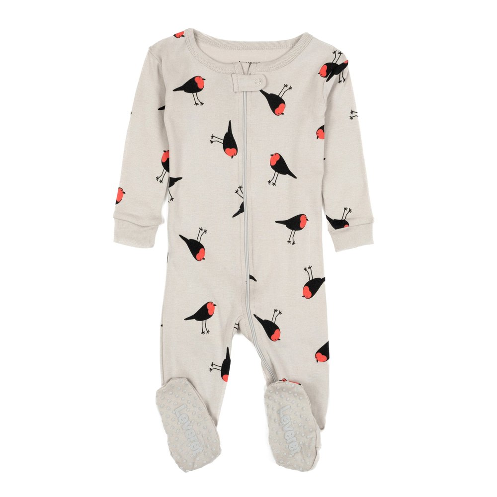 Kids Footed Cotton Pajamas Birds