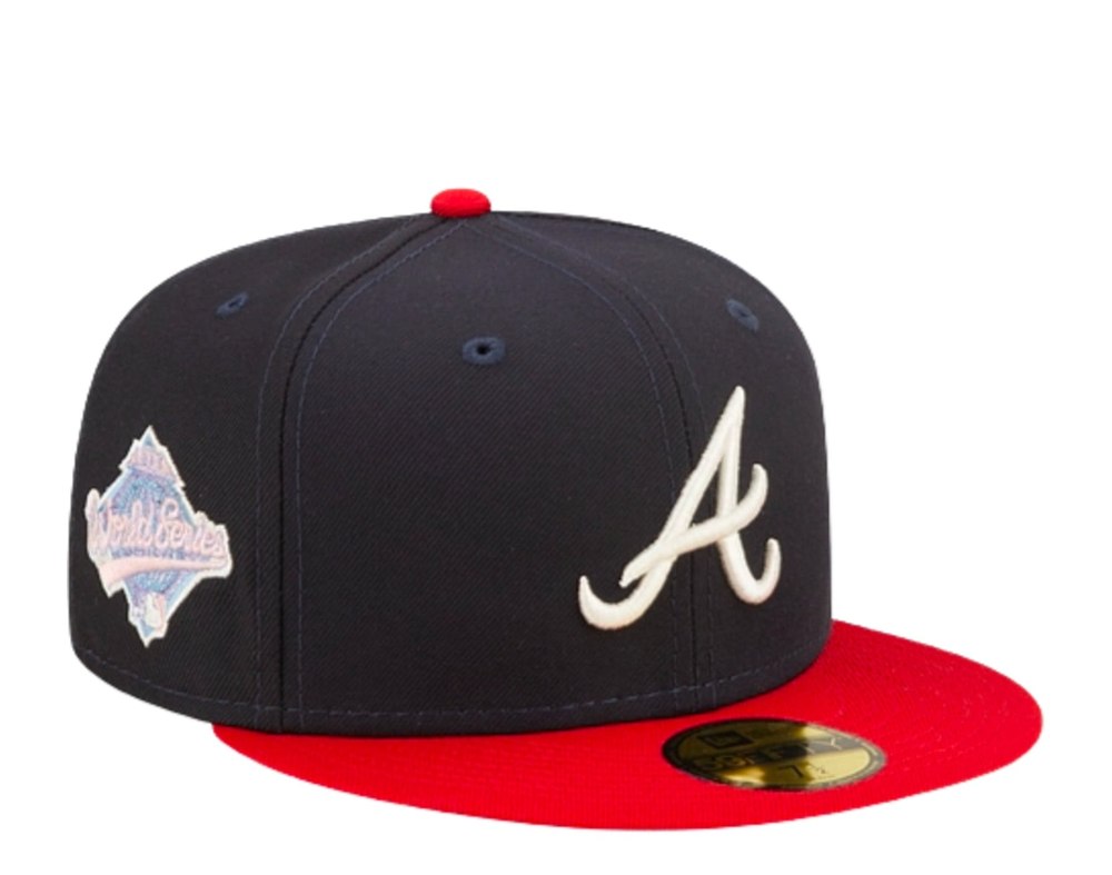 New Era 59Fifty MLB Atlanta Braves Pop Sweat Navy/Purple Fitted Hat 60243505 7676488745020