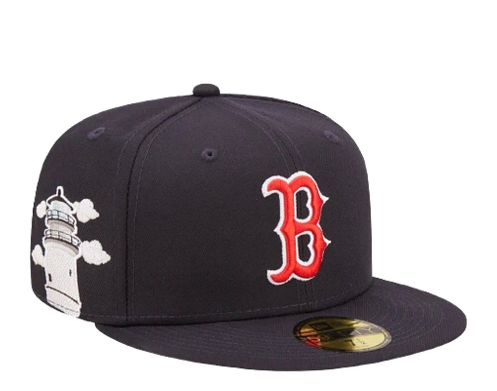 New Era 59Fifty MLB Boston Red Sox Cloud Icon Navy Fitted Hat 60243745 7676488450108
