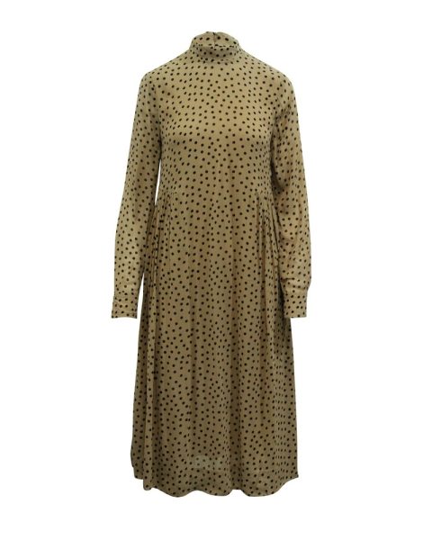 Ganni Polka Dot Georgette Midi Dress in Brown Viscose 7765103181884