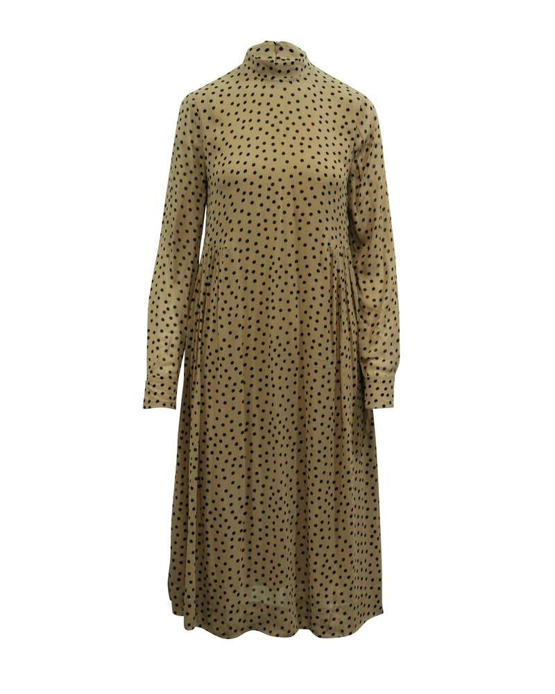 Ganni Polka Dot Georgette Midi Dress in Brown Viscose 7765103181884