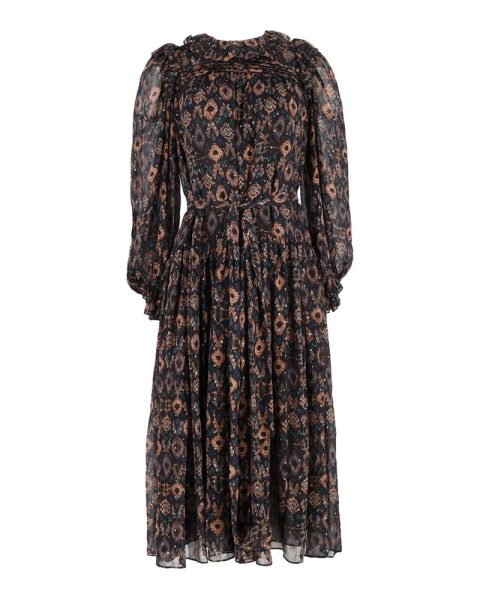 Ulla Johnson Geometric-Print Midi Dress in Multicolor Silk