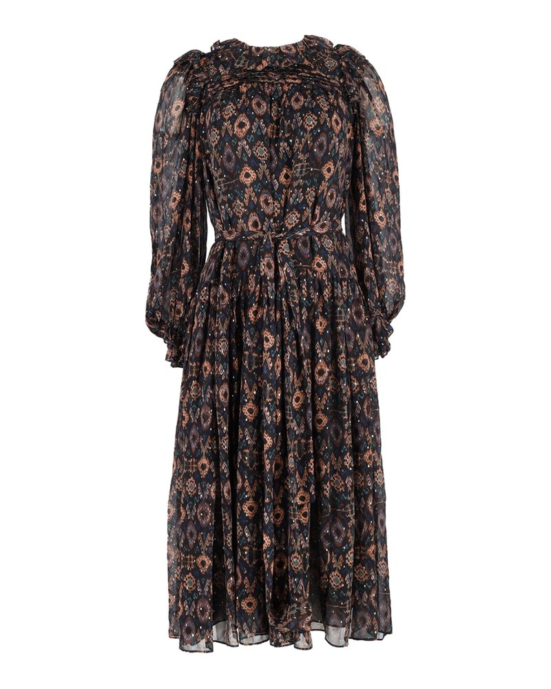 Ulla Johnson Geometric-Print Midi Dress in Multicolor Silk