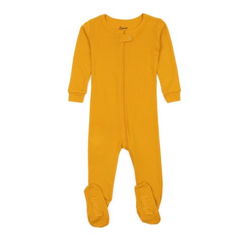 Kids Footed Cotton Pajamas Boho Solid Color