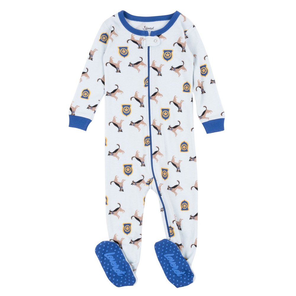 Kids Footed Cotton Pajamas Police Dog