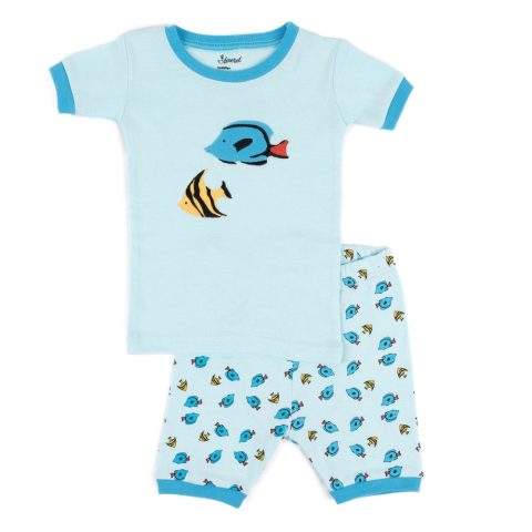 Kids Two Piece Cotton Short Pajamas Tropical Fish