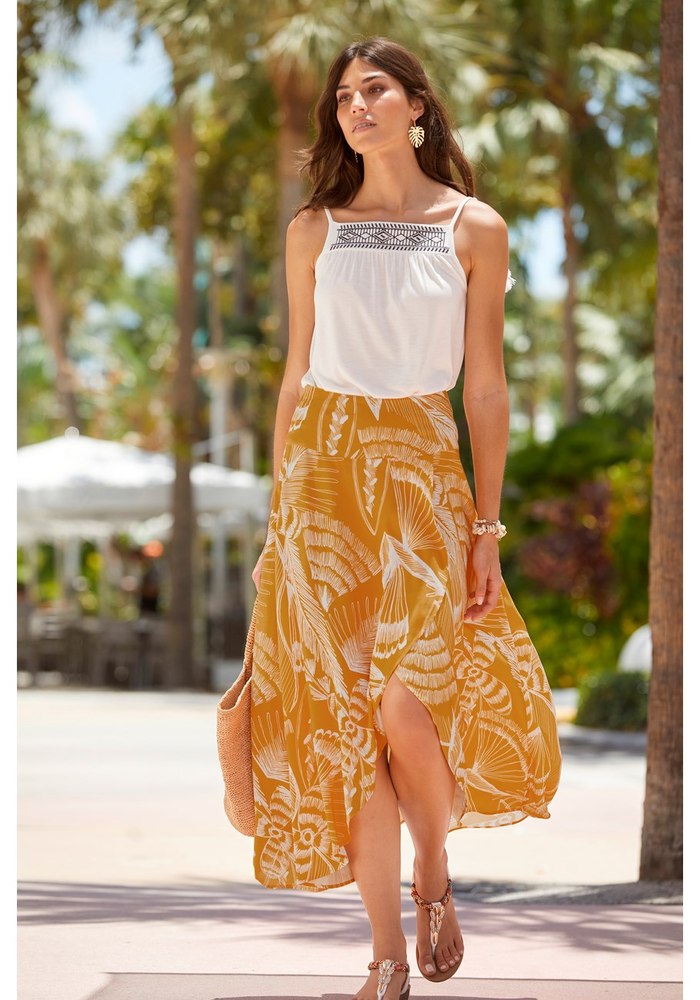 LASCANA Women’s Flowy Patterned Maxi Skirt 7766127214652