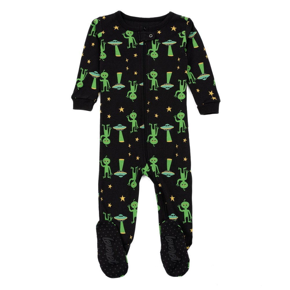 Kids Footed Cotton Pajamas Alien